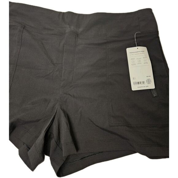 Athleta Womens Black Solid Side Zip Pocket Hi-Rise Ripstop Pull On Shorts 16 - Picture 2 of 7